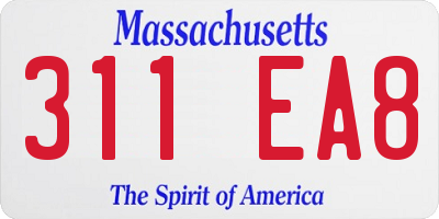 MA license plate 311EA8
