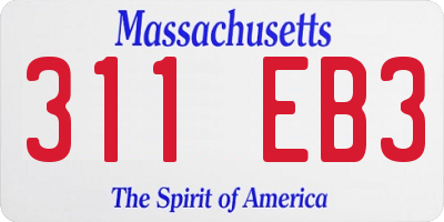 MA license plate 311EB3
