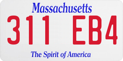 MA license plate 311EB4