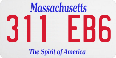 MA license plate 311EB6