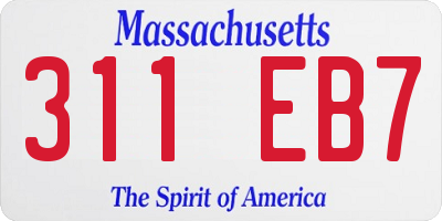 MA license plate 311EB7