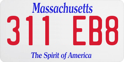 MA license plate 311EB8