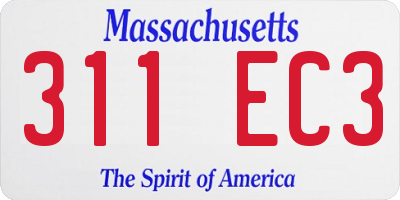 MA license plate 311EC3