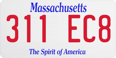 MA license plate 311EC8