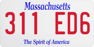 MA license plate 311ED6