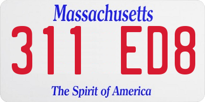 MA license plate 311ED8
