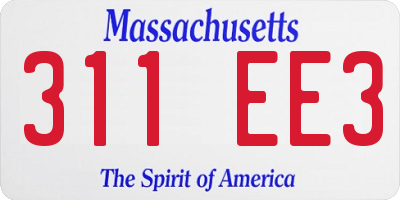 MA license plate 311EE3