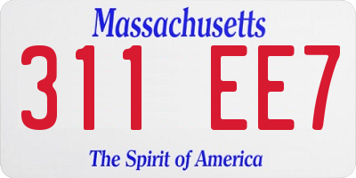 MA license plate 311EE7
