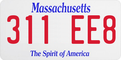 MA license plate 311EE8