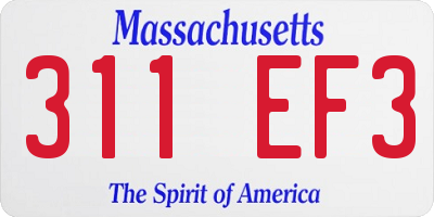 MA license plate 311EF3