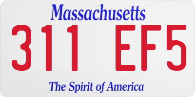 MA license plate 311EF5