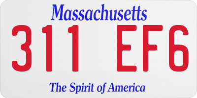 MA license plate 311EF6