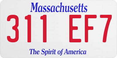 MA license plate 311EF7