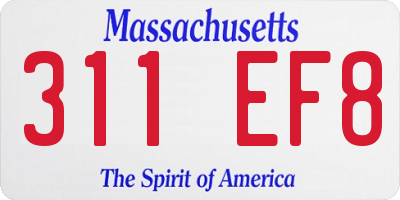 MA license plate 311EF8