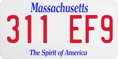 MA license plate 311EF9