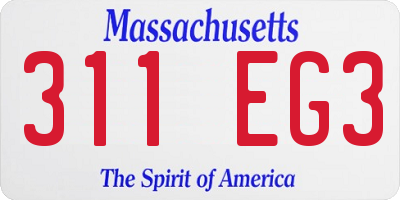 MA license plate 311EG3