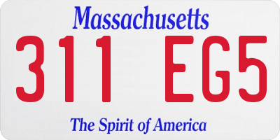 MA license plate 311EG5