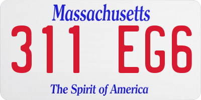 MA license plate 311EG6