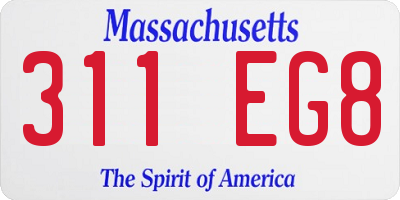 MA license plate 311EG8