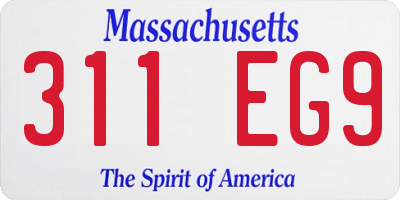 MA license plate 311EG9