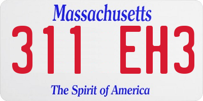 MA license plate 311EH3