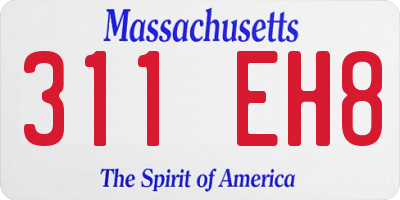 MA license plate 311EH8