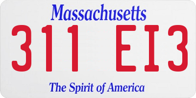 MA license plate 311EI3