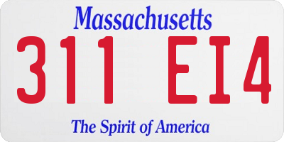 MA license plate 311EI4