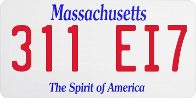 MA license plate 311EI7