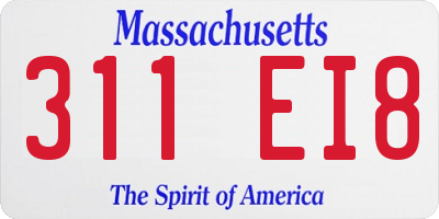 MA license plate 311EI8