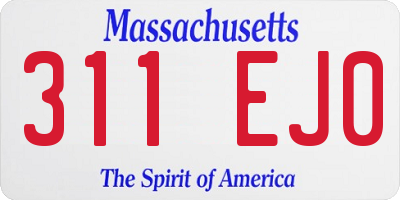MA license plate 311EJ0