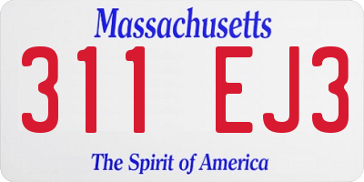 MA license plate 311EJ3