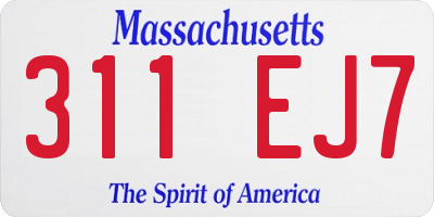 MA license plate 311EJ7