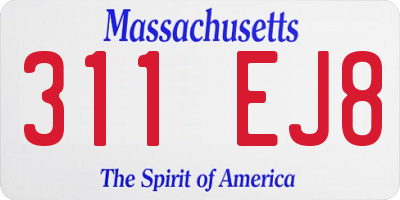 MA license plate 311EJ8