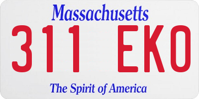 MA license plate 311EK0