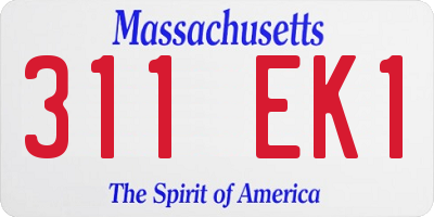 MA license plate 311EK1
