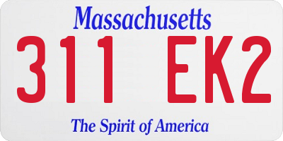 MA license plate 311EK2