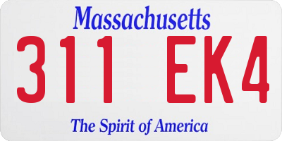 MA license plate 311EK4