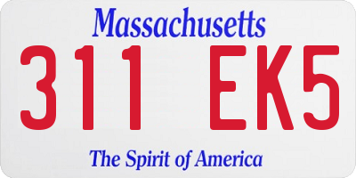 MA license plate 311EK5