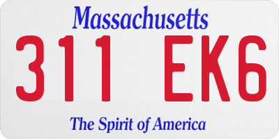 MA license plate 311EK6