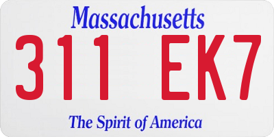 MA license plate 311EK7