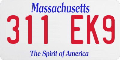 MA license plate 311EK9