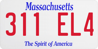 MA license plate 311EL4