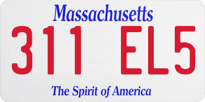 MA license plate 311EL5
