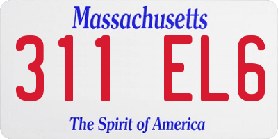 MA license plate 311EL6