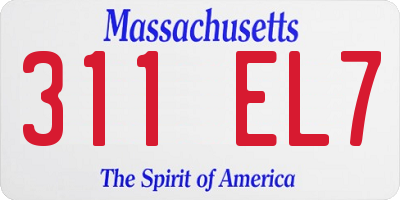 MA license plate 311EL7