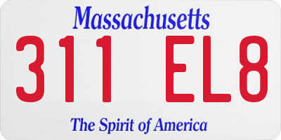 MA license plate 311EL8