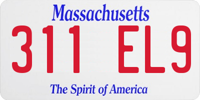 MA license plate 311EL9
