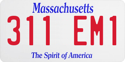 MA license plate 311EM1