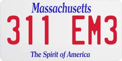 MA license plate 311EM3